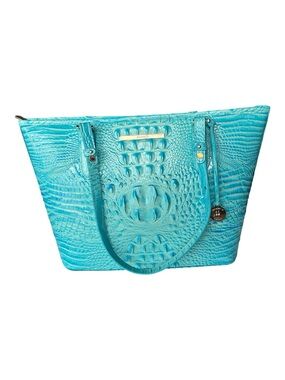 Brahmin Medium Asher Tropic Blue Melbourne Croc-Embossed Leather Tote